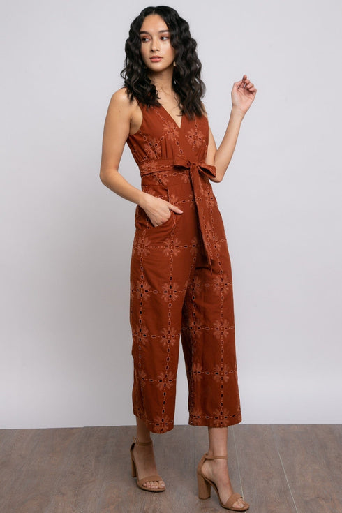 Gable Jumpsuit - Cotton Eyelet Sedona